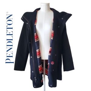 Pendleton woman’s long wool classic lines black coat small